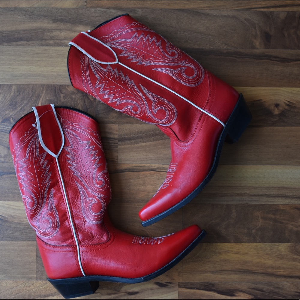 Red leather Cowgirl Boots